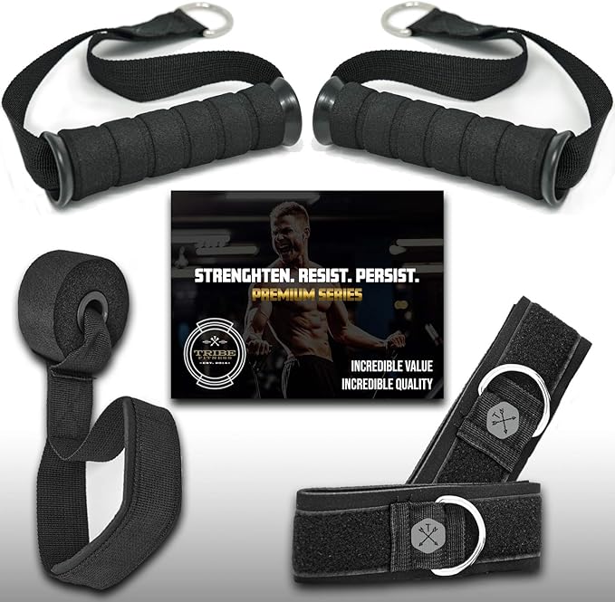 TRIBE Resistance Bands Set Weights for Exercises Bands for Men,Women with Workout Bands, Handles, Door Anchor, Ankle Straps, Carry Bag, Exercise eBook I Resistance Training, Fitness Equipment