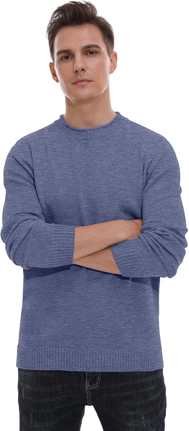 Sailwind Men's Crewneck Sweater Soft Casual Sweaters for Men Classic Pullover Sweaters with Ribbing Edge