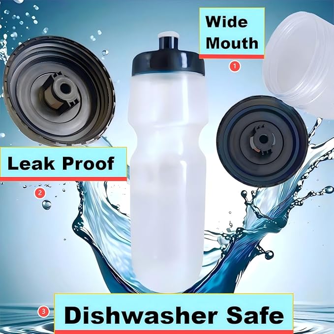 Sports Squeeze Water Bottle, 24 oz Cycling Bottle, BPA-Free, Leak-proof, Suitable for Cycling Gym Hiking Outdoor Hydration. (Clear) (1)