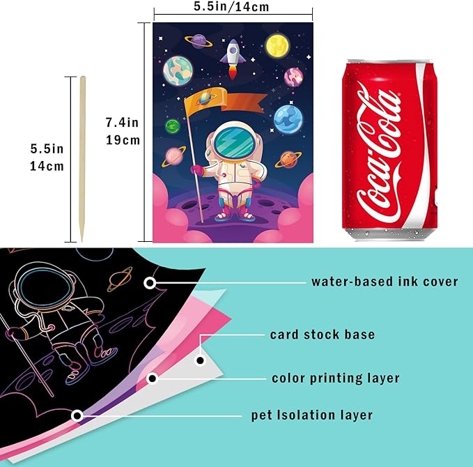OPUHOHR 1 Set Magic Scratch Paper Art, Colorful Magic Drawing Art Book with 1 Scratch Pen for Birthday Halloween Christmas Party Games Projects Kits?Underwater World)