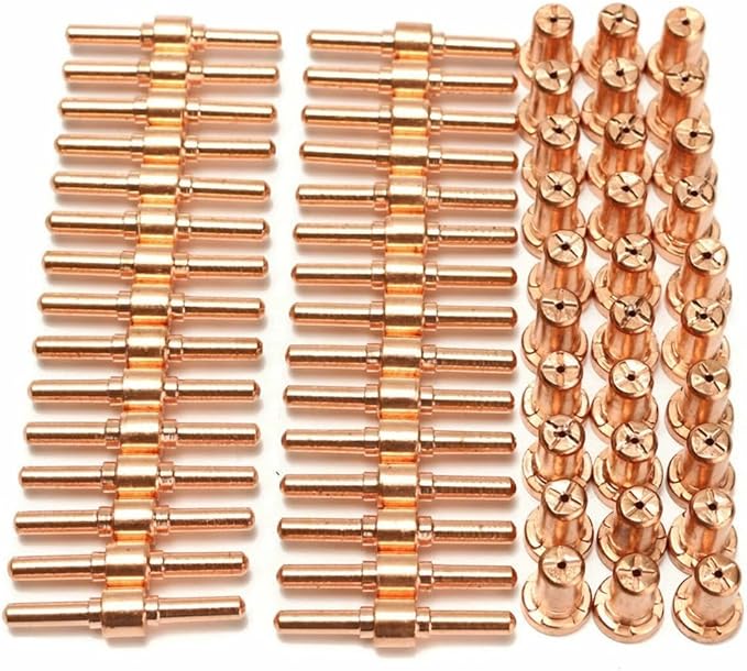 60Pcs Extended Long Electrode Tip Consumables For PT31 Air Plasma Cutter, Plasma Cutting Equipment Electrode Nozzle Kit