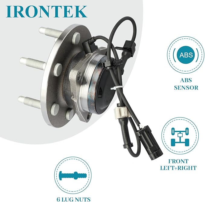 for 2WD Front Wheel Bearing 515054 Wheel Hub Assembly for 6 Lug WABS fit Chevy Silverado 1500 99-06, for GMC Sierra 1500Yukon 00-06, for Cadillac Escalade 02-06 1PCS