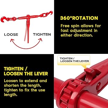 13000LBS Ratchet Chain Binder 12-58 Inch, 2 Pack Load Binders 13000 LBS Working Load Limit, Breaking Strength 46000 LBS Capacity, Heavy Duty Ratchet Boomer to A Truck Or Flatbed Trailer