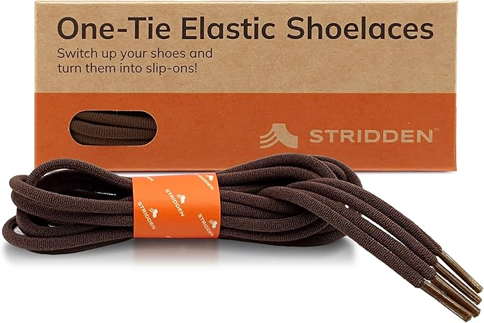 2 Pairs One-Tie Elastic Round Dress Shoelaces, Eco-Positive Stretch Shoe Lace Turns ShoesBoots Into Slip-OnsNo-Tie