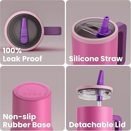 Modern 40 oz Tumbler with Handle Simple Flip Straw - Car Cup Holders, Leak Resistant Water Bottle-Reusable Insulated Stainless Steel Rubber Base - Gifts for Women Men Traveler (Orchid)