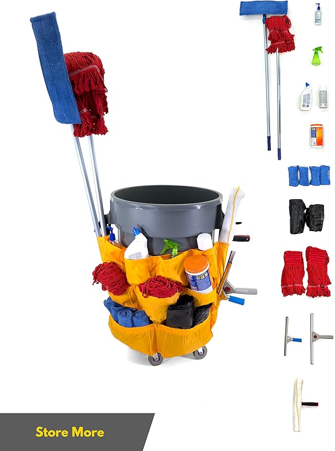 Trash Can Caddy Bag Fits 32-48 Gallon Can 12 Pockets Large Round and Square Trash Cans.