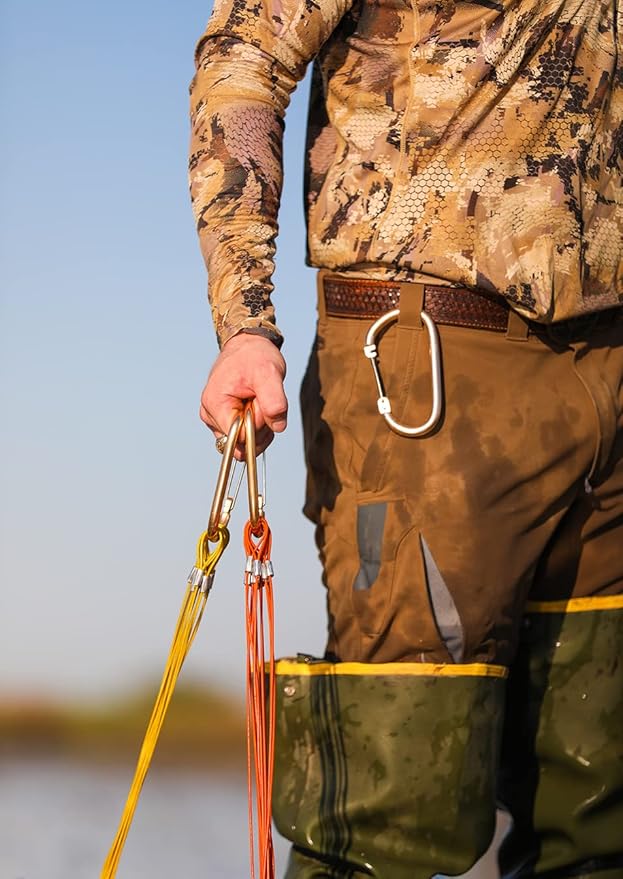 Texas Rig 6ft 6oz Tangle-Free PVC Coated Steel Cable with Carabiner for Duck Decoy Rigs, Decoy Anchors for Duck Hunting