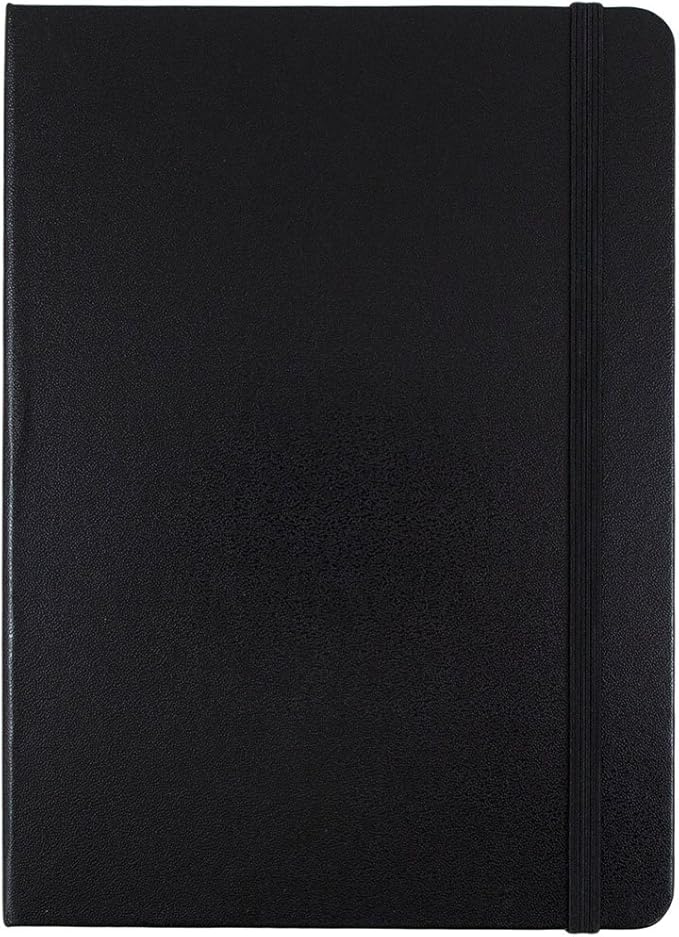 JAM PAPER Hardcover Notebook with Elastic Band - Medium Journal - 5 x 7 - Black - 100 Lined Sheets - Sold Individually