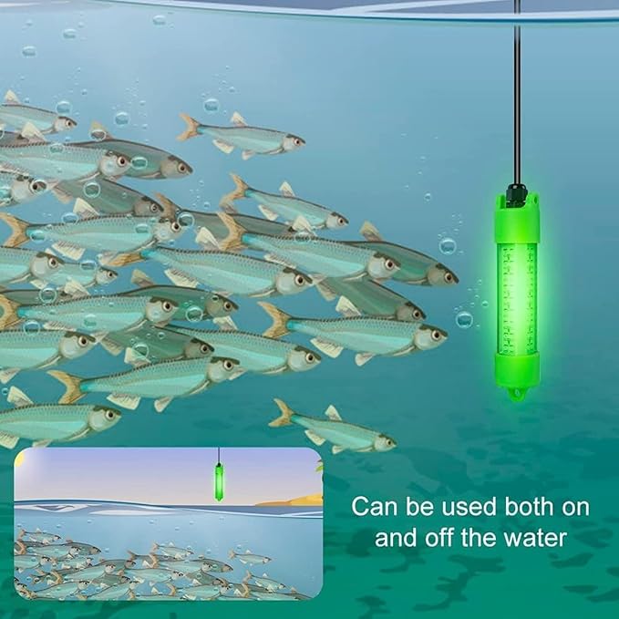 Boyuan Underwater Fishing Light, 18W 45W DC 12V Green IP68 Waterproof 72 LEDs Submersible Night Fishing Lamp 12962304 Lumens, with Battery Clamps and 5M 16.4 FT Cord