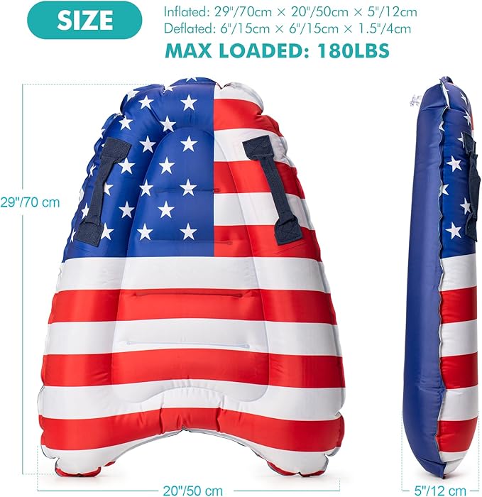 Inflatable Pool Floats - Nylon Fabric Swimming Boogie Boards for Pool or Water Slide, Fun Pool Beach Slip and Slide