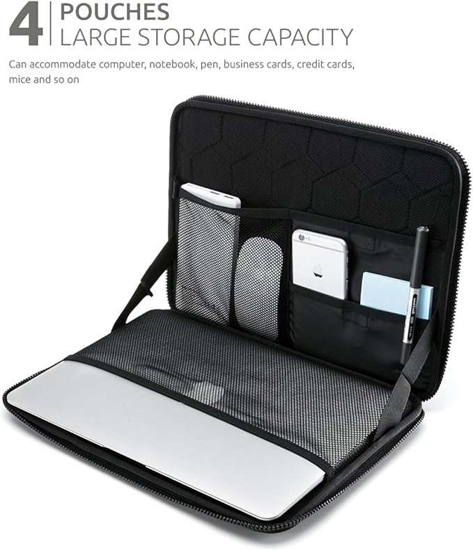 360A Protective Laptop Sleeve for 13-inch MacBook Air M2A2681 M1A2337 2018-2022, MacBook Pro M2A2686 M1A2338 2016-2022, Water-Resistant Case for 12.9 iPad Pro 6th5th4th3rd Gen, Black