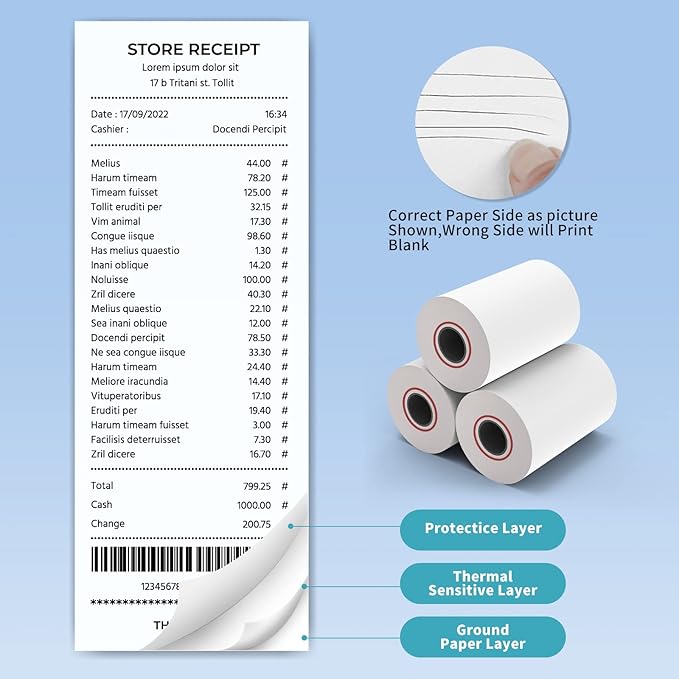MFLABEL 10 Rolls Thermal Receipt Paper Rolls 3-18 x 230ft Thermal Paper Rolls