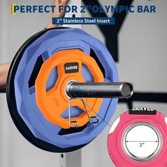 1-Inch Bumper Plates Set -Rubber Coated Cast Iron Weight Platesfor Home Gym & Commercial Use,Barbell Plates for Men & Women,Multiple Weights Options (3.5 Lbs, Pair)