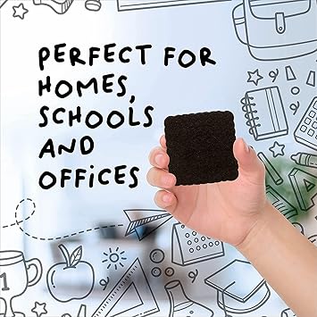 Mini Dry Erase Erasers, RNKP 24 Pack Magnetic Whiteboard Dry Erasers Chalkboard Cleaner Wiper for Kids and Classroom Teacher Supplies, Home and Office (2 x 2 Inch) Sky Blue