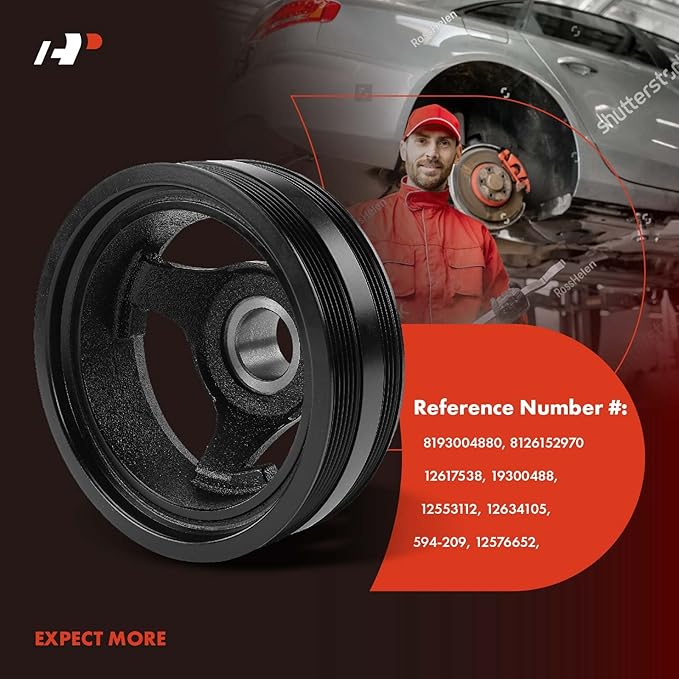 A-Premium Engine Harmonic Balancer Crankshaft Pulley Compatible with Bucik, Chevy, GMC, Cadillac, Hummer, Isuzu Saab Vehicles - 4.8L 5.3L 6.0L 6.2L - Escalade, Silverado, Tahoe, Sierra, Yukon More