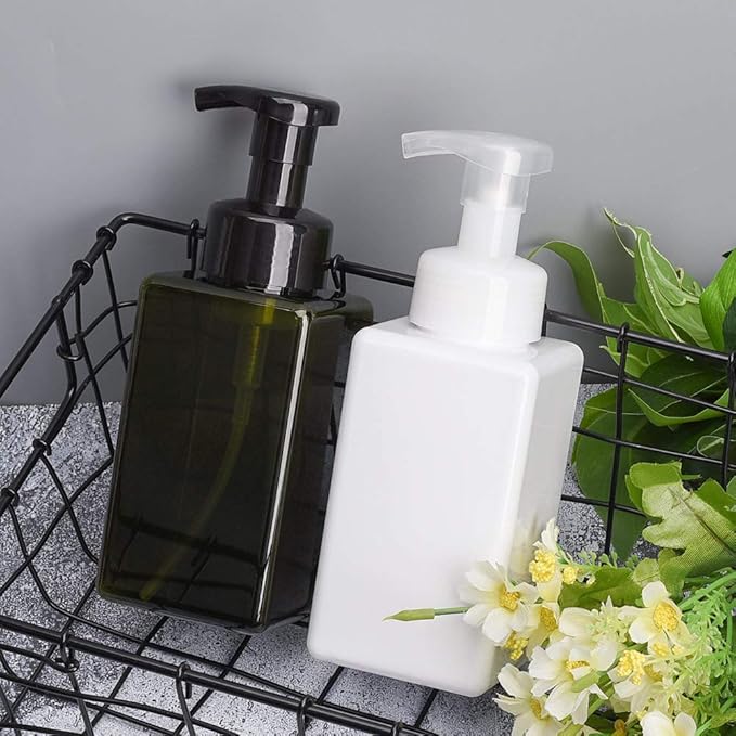 UUJOLY Foaming Soap Dispenser, 450ml (15oz) Refillable Pump Bottle Plastic for Liquid Soap, Shampoo, Body Wash (2 Pcs) (Green)