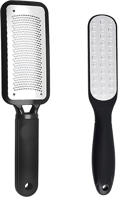 2-Pack Foot Files Callus Remover Stainless Steel Foot Rasp Double Sided Foot File Professional Scrubber Pedicure Tools for Foot Care