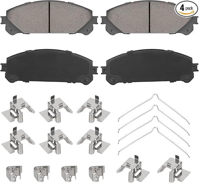 Front Ceramic Brake Pads Set for Toyota Highlander 2008-2019, Sienna 2011-2020, for Lexus RX350 2010-2020, RX450h 2010-2019, for NX200t NX300 NX300h, RX350L RX450hL, 4PCS