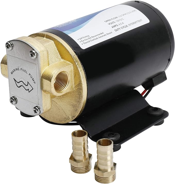 YaeMarine 12V 3.2GPM (12.0LPM) Oil Pump Turbo Pump Oil Scavenge Pump Impellor Gear Pump Self Priming Reversible for Diesel Lubricants Machinery Fuel Scavenge Oil Transfer (Black)