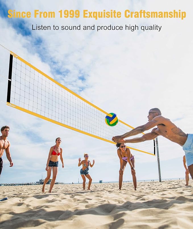 Professional Volleyball Net Heavy Duty, 46 FT Aircraft Steel Cable, Upgraded Weather Resistant, Portable for Outdoor & Indoor, Pool, Trees, Backyard, Yard, Beach, Park, 32x3FT(Net Only)