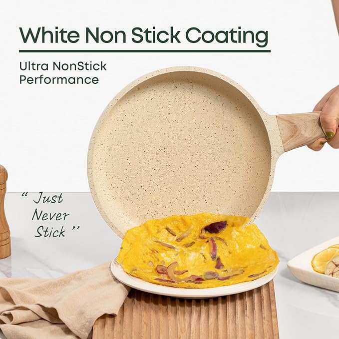 8 Inch Nonstick Frying Pan Skillet with Lid,Granite Non Stick Omelet Pans,Induction Compatible Egg Pan with Heat Resistant Handle,PFOA Free