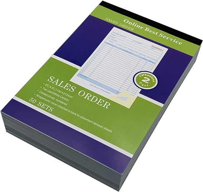 5 Pack Large Sales Order Book Receipt Invoice Duplicate Carbonless 50 Sets 5.916" X 8.716"