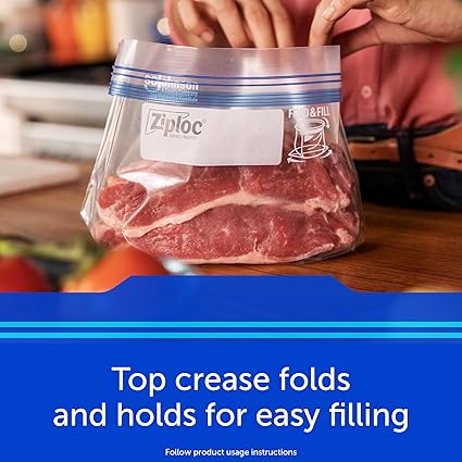 Ziploc Freezer Bags with New Grip 'n Seal Technology, Easy Open Tabs, Gallon, 60 Count
