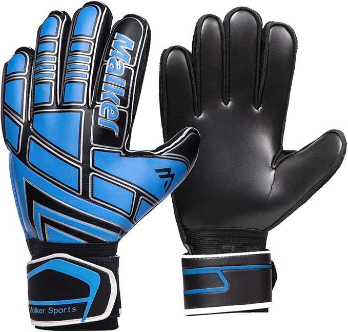 Malker Soccer Goalie Gloves Goalkeeper Gloves with Fingersave and Double Wrist Protection, Strong Grip Goalkeeper Gloves for Kids, Youth, Adults