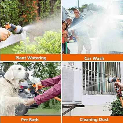 Garden Hose Nozzle, Nozzle,Water Hose Nozzle Sprayer,Plastic ABS Faucet, Heavy Duty 8 Adjustable Watering Mode, Best for Hand Watering Plants Lawn, Car Washing, Patio, Dog More