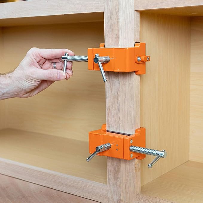 Tyenaza Cabinet Clamps, Cabinet Face Frame Clamps, Auto Locking Accurate Cabinet Face Frame Clamps with Protective Pads for Woodworking Orange