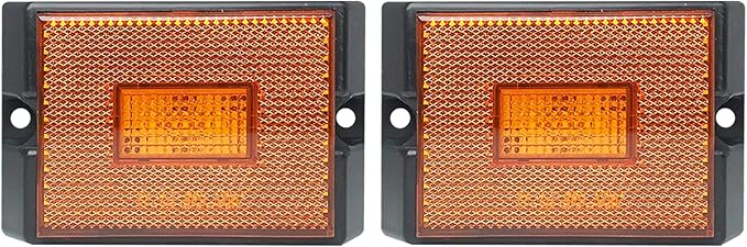 Led Trailer Marker Lights, Trailer Amber Side Marker Lights, Rectangular Light Reflectors For Trailers, Dot Approval Trailer Clearance Lights, Utility Trailer Running Lights, 2Pack