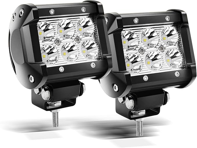 Nicoko 18W LED Light Pods 2PCS Led Off Road Spotlight 1800LM Super Bright Driving Light Led Work Light for Trucks, IP68 Waterproof