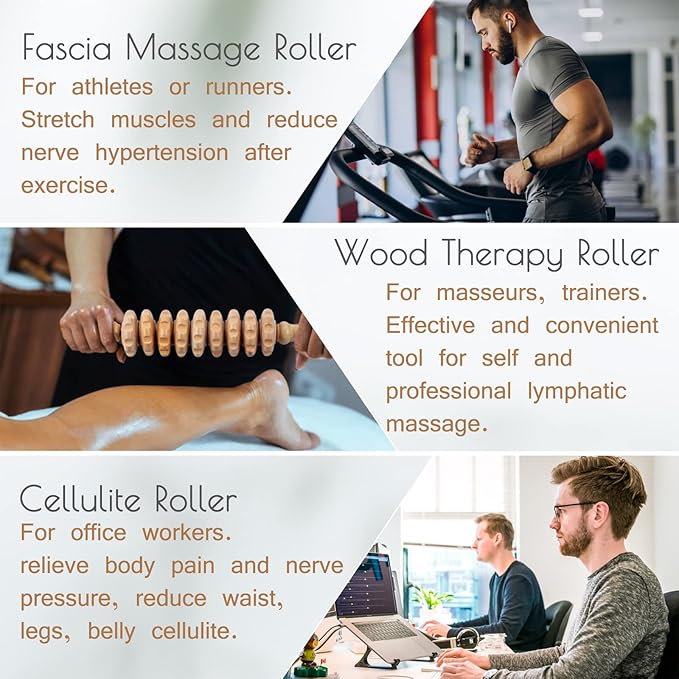 Wooden massage roller Wooden therapy massage tools for body shaping, Anti-cellulite wooden roller masssager, Fascia wood massage roller, Roller