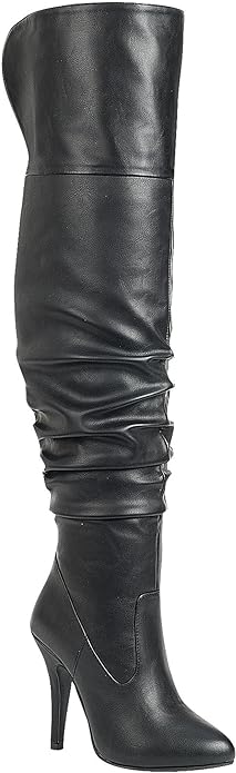 Forever Link Womens Focus-33 Vegan Leather Over The Knee Fashion Boots