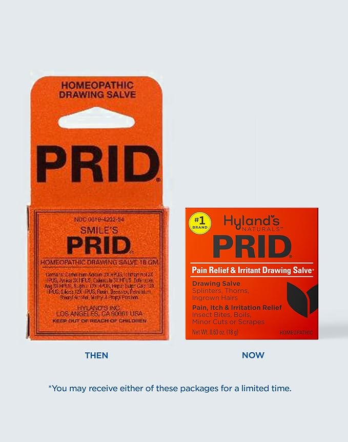 Hyland's PRID Drawing Salve, Topical Skin Irritation Relief, For Splinters, Thorns, Ingrown Hairs, Itch Relief for Bug Bites, Boils, Minor Cuts and Scrapes, 18 Grams