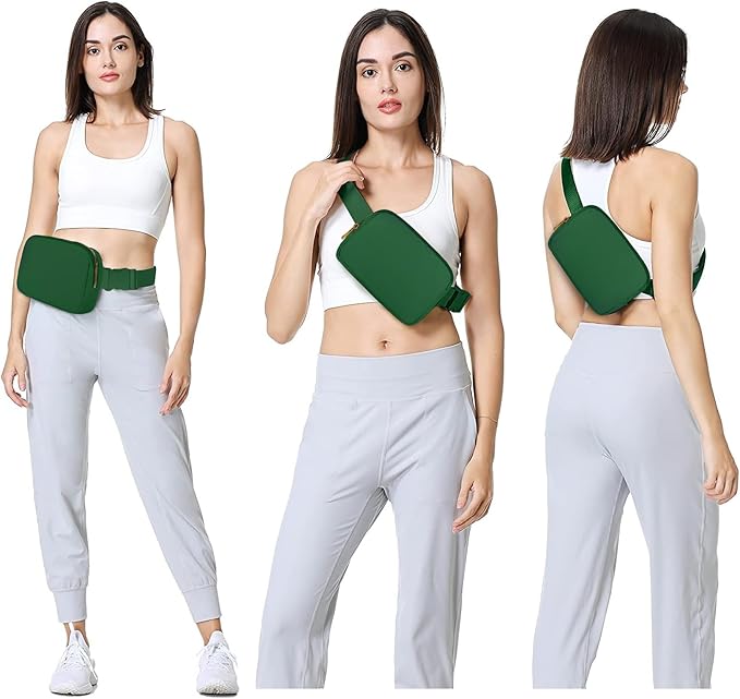 VOROLO Fanny Pack For Women And Men Crossbody Bag Belt Bag with Adjustable Strap Graduation Gifts Deep Green