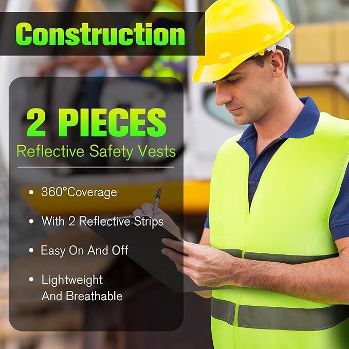 JaGely High Visibility Safety Vest, Bulk Reflective Mesh Safety Vest for Men and Women, Work, Cycling, Runner, Neon