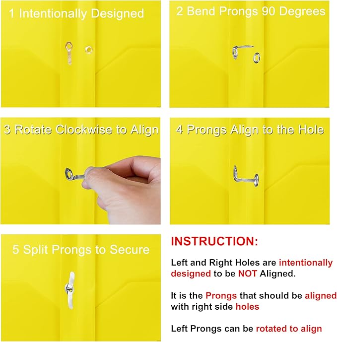 Youngever 6 Pack Heavy Duty Plastic Two Pocket Folders with 3 Prongs, Metal Prongs Fastener, Heavy Duty Plastic 2 Pocket Folder (Yellow)