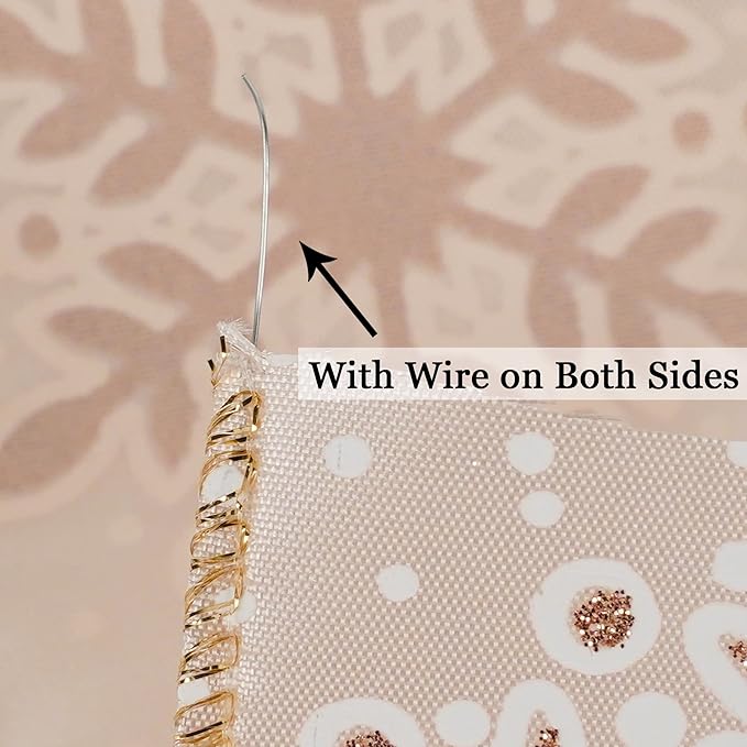 MEEDEE Snowflake Ribbon with Rose Gold Glitter - Wired, 2.5 Inch, Pink Rose Gold Christmas Ribbon for Tree, Garlands, Wreaths, Gift Wrapping (10 Yards)