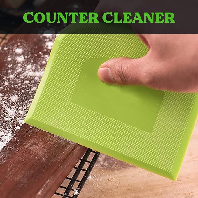 SURDOCA Dough Scraper Bench Scraper - 3P 4.7x3.7" Plastic Flexible Bowl Scraper, Sharp Edge Angles Cake Scraper. Non-Slip Bakeware Decorating Tools Sculpting Modeling Tools - BlueYellowGreen