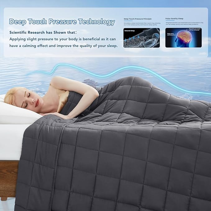 Topcee Weighted Blanket (17lbs 60"x80" Queen Size) Cooling Breathable Heavy Blanket Microfiber Material with Glass Beads Big Blanket for Adult All-Season Summer Fall Winter Soft Thick Comfort