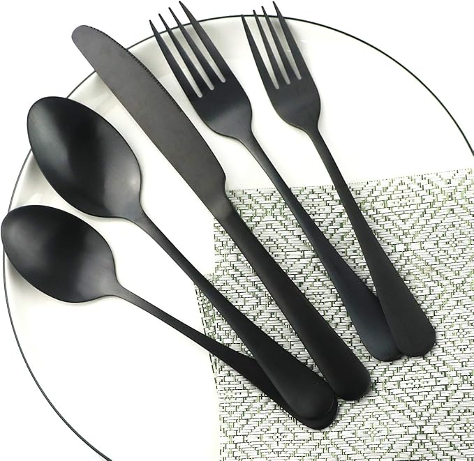 Matte Finish Black Espresso Spoons, Mini Coffee Spoon, 5.51 Inches Stainless Steel Small Spoons for Dessert, Set of 4