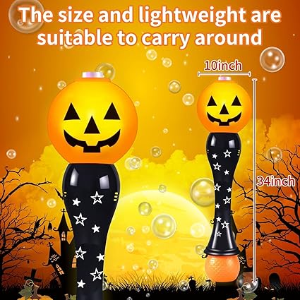 Halloween Bubble Wand for Kids, Pumpkin Bubble Machine Blower Maker Wand with Music Light,Outdoor Indoor Stuff Toy Gift for 1 2 3 4 5 6 7 8 Year Old Toddler Little Girls Boys