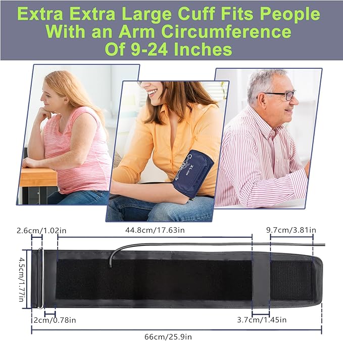 Replacement Extra Large Cuff for Omron BP Monitors 22-52CM Big Arm - Adjustable XL Blood Pressure Cuff, Includes 4 Universal Interface, Blood Pressure Monitors Large Cuff Compatible