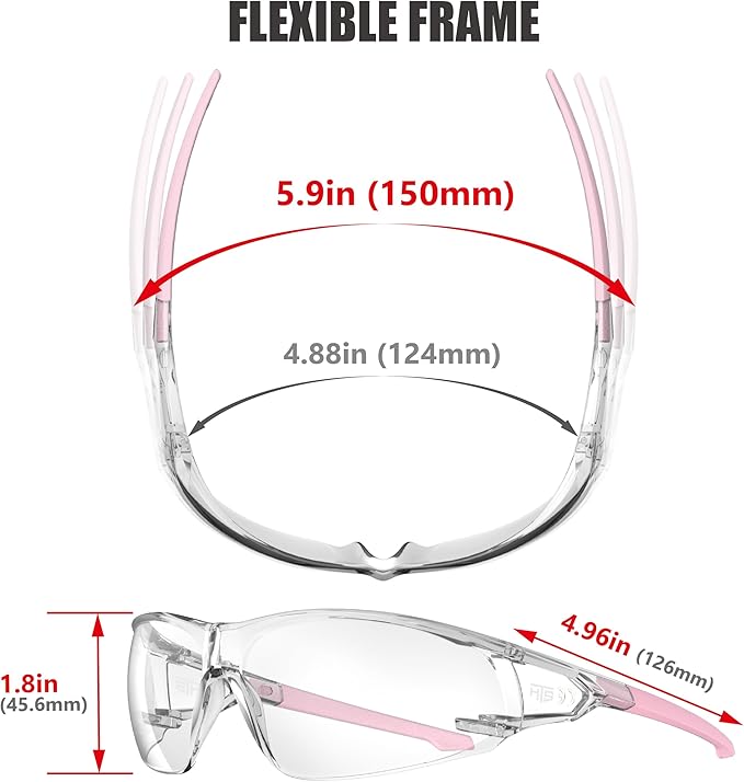 ANSI Z87.1 Anti-Fog Wrap-Around Clear Safety Glasses, Pickleball lab chemistry goggles with Scratch Resistant