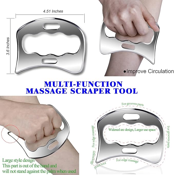 BYYDDIY 3 in 1 Stainless Steel Muscle Scraper Tools Set,Scraping Massage Tools for Physical Therapy,Derma Edge GuaSha Massage Scraper Tool
