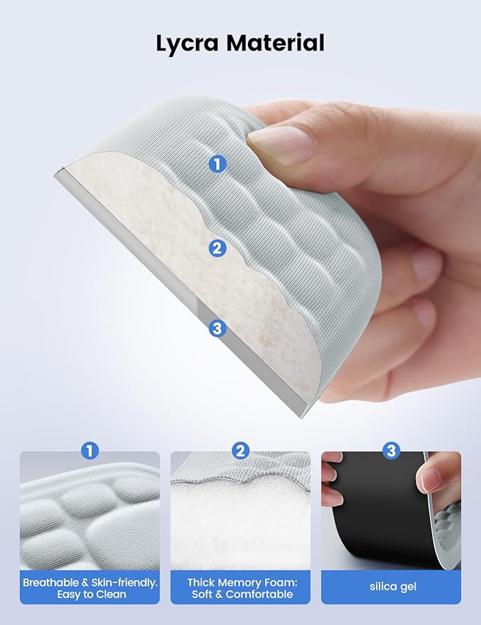 Memory foam gel wrist rest set for keyboard and mouse, ergonomic wrist support, for office, games, computer, laptop, Mac, gray color
