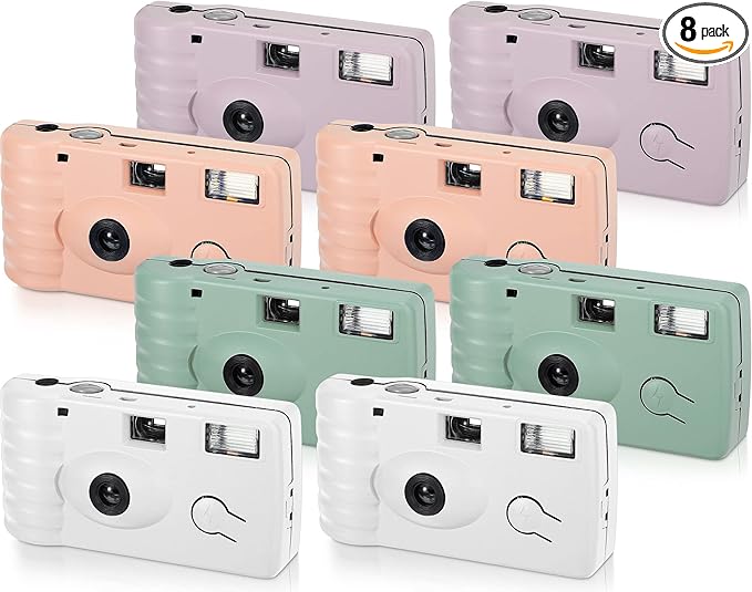 LEIFIDE 8 Pcs Disposable Camera Bulk for Wedding Single Use One Time 35mm Camera with Flash Color Film for Photography Anniversary Travel Camp Party Supplies(Cute Color)