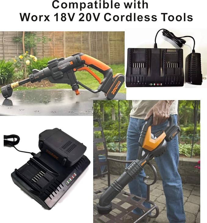 WA3875 Replace Worx 20v Lithium Battery Charger Compatible with Worx 20v Batteries Wa3757 Wa3578 WA3525 Wa3522 WA3544