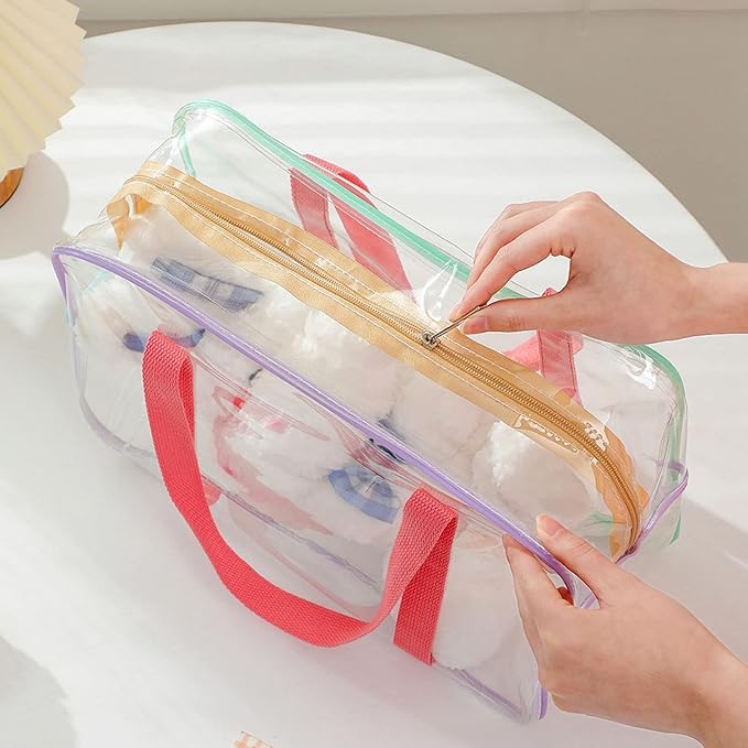 Large Clear Shoulder Bags, Large Clear Tote Bag Pvc Material Zipper Closure Comfortable Handles, Practical Leakproof Clear Large Handbags For Travel Swimming Beach Sports L Size